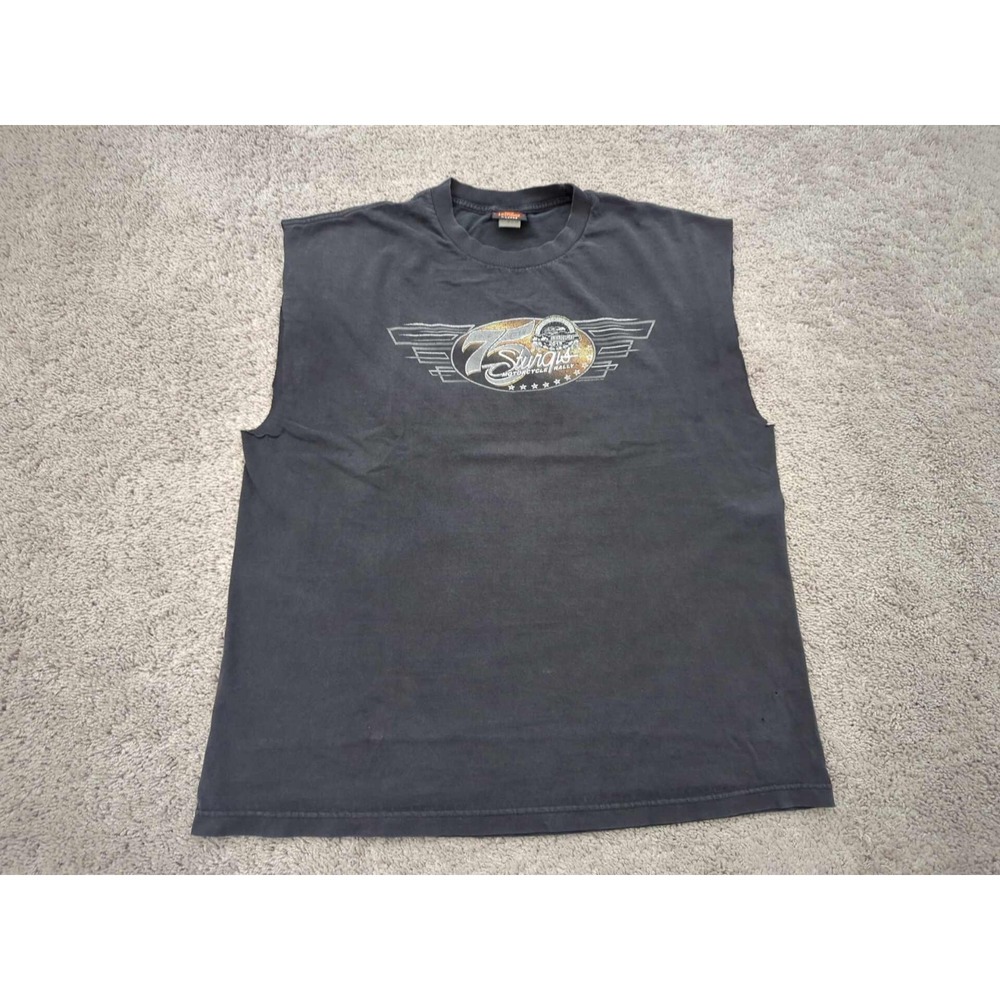 75th Sturgis 2015 T Shirt Mens XL Hot Leathers Motorcycle Rally Black Cut Off